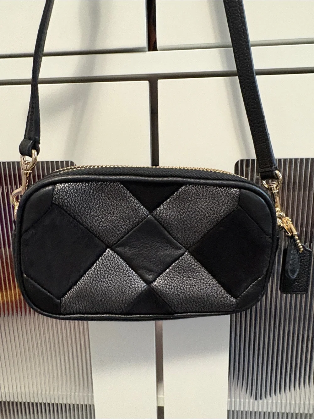 Coach Black Leather Quilted Crossbody Bag - Classic Women's Shoulder Bag - Picture 3 of 4